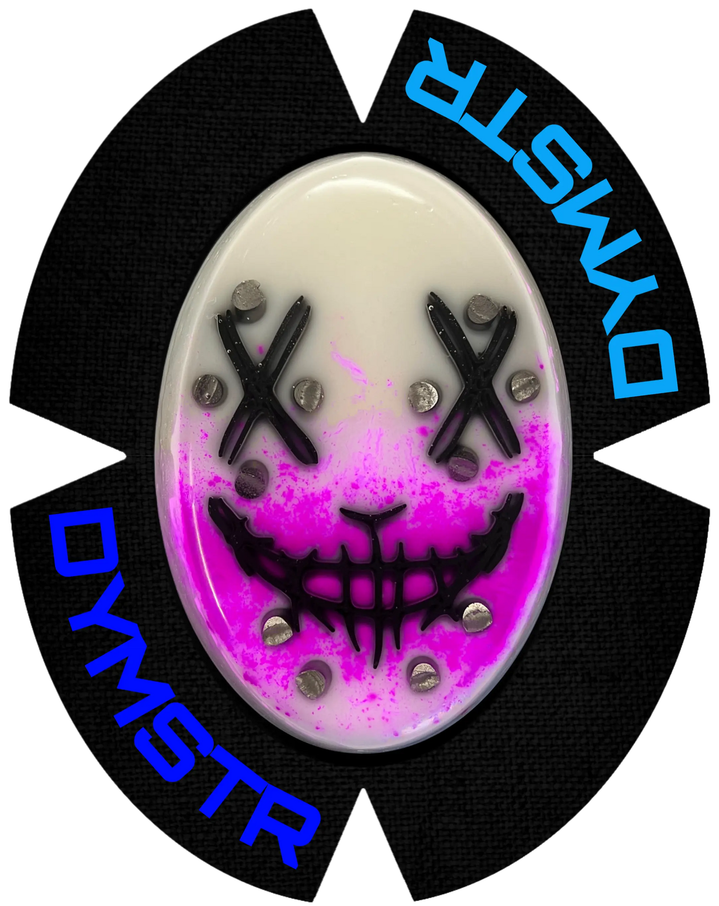 DymoStar Kunststoff-Knieschleifer mit Titanstäben, pink blau – farbige Knieschleifer für Motorradfahrer.