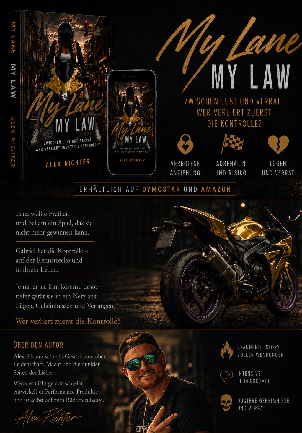 My Lane My Law von Alex Richter – Dark Romance Erotikroman über Leidenschaft, Verrat und Motorsport