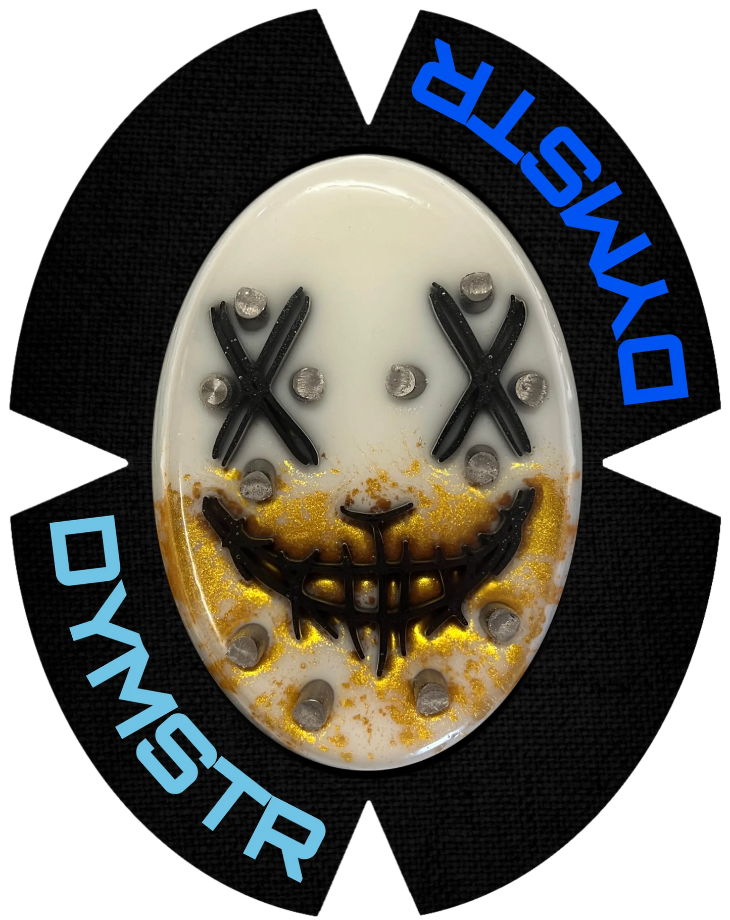 DymoStar Kunststoff-Knieschleifer mit Titanstäben, gold blau – farbige Knieschleifer für Motorradfahrer.