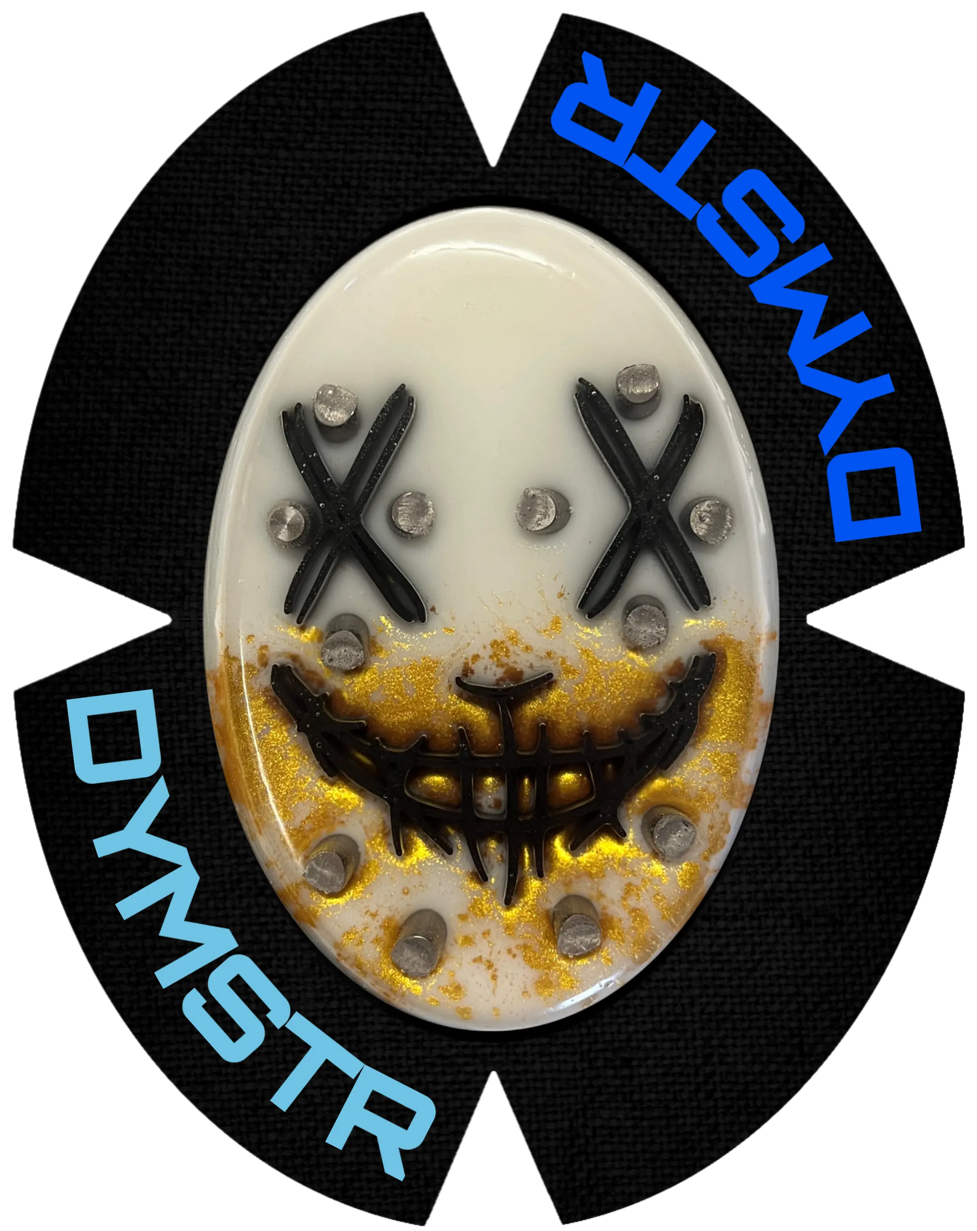 DymoStar Kunststoff-Knieschleifer mit Titanstäben, gold blau – farbige Knieschleifer für Motorradfahrer.