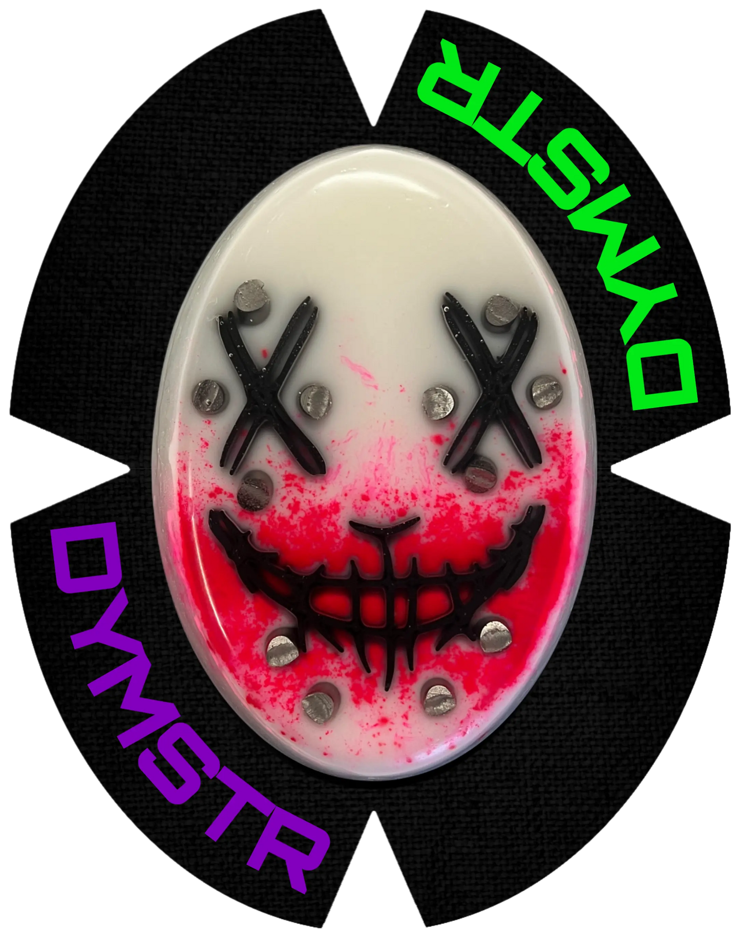 DymoStar Kunststoff-Knieschleifer mit Titanstäben, Joker Design – farbige Knieschleifer für Motorradfahrer.