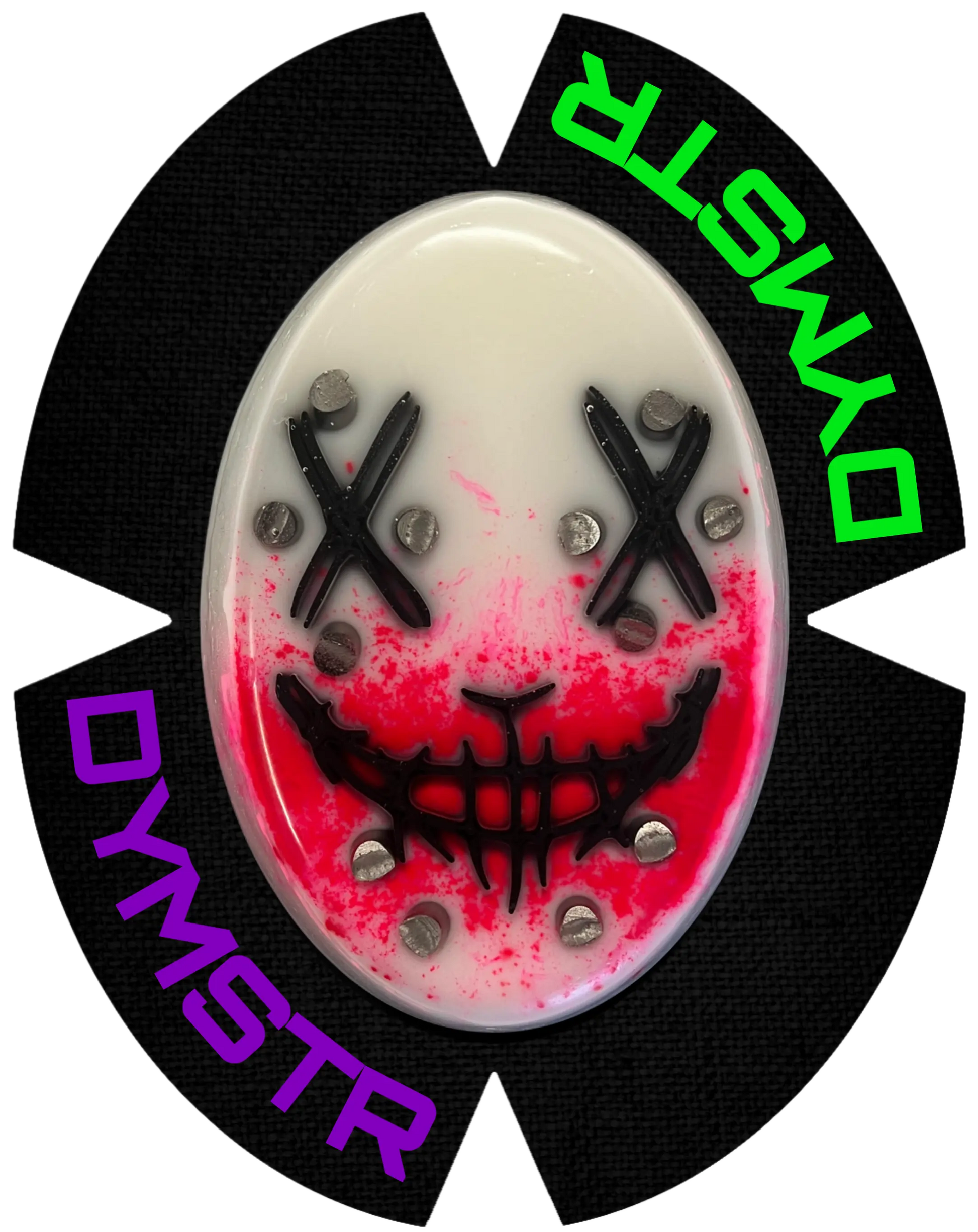 DymoStar Kunststoff-Knieschleifer mit Titanstäben, Joker Design – farbige Knieschleifer für Motorradfahrer.