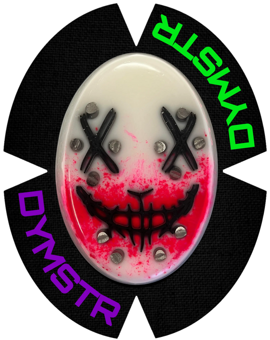 DymoStar Kunststoff-Knieschleifer mit Titanstäben, Joker Design – farbige Knieschleifer für Motorradfahrer.