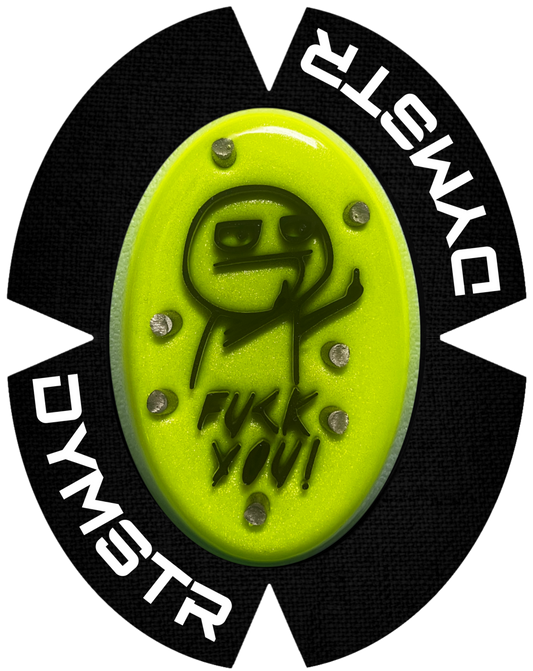 DymoStar schwarzes Meme Face Titan Knieschleifer in metallic yellow