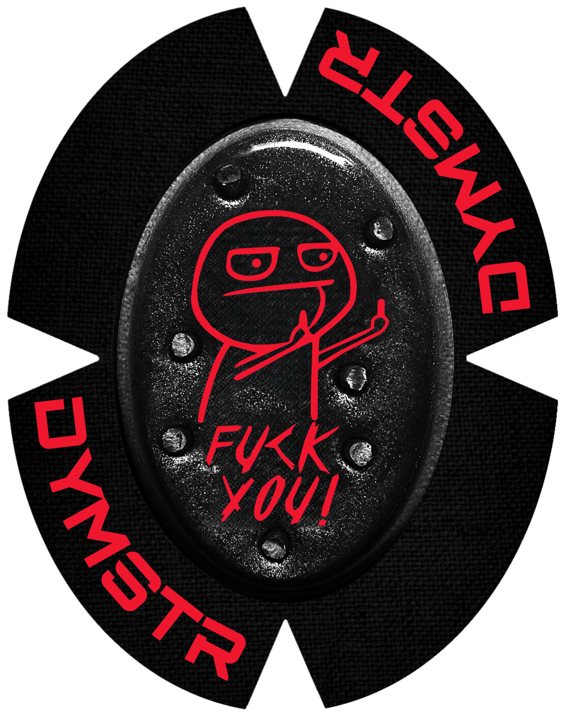 DymoStar rotes Meme Face Titan Knieschleifer in metallic Black