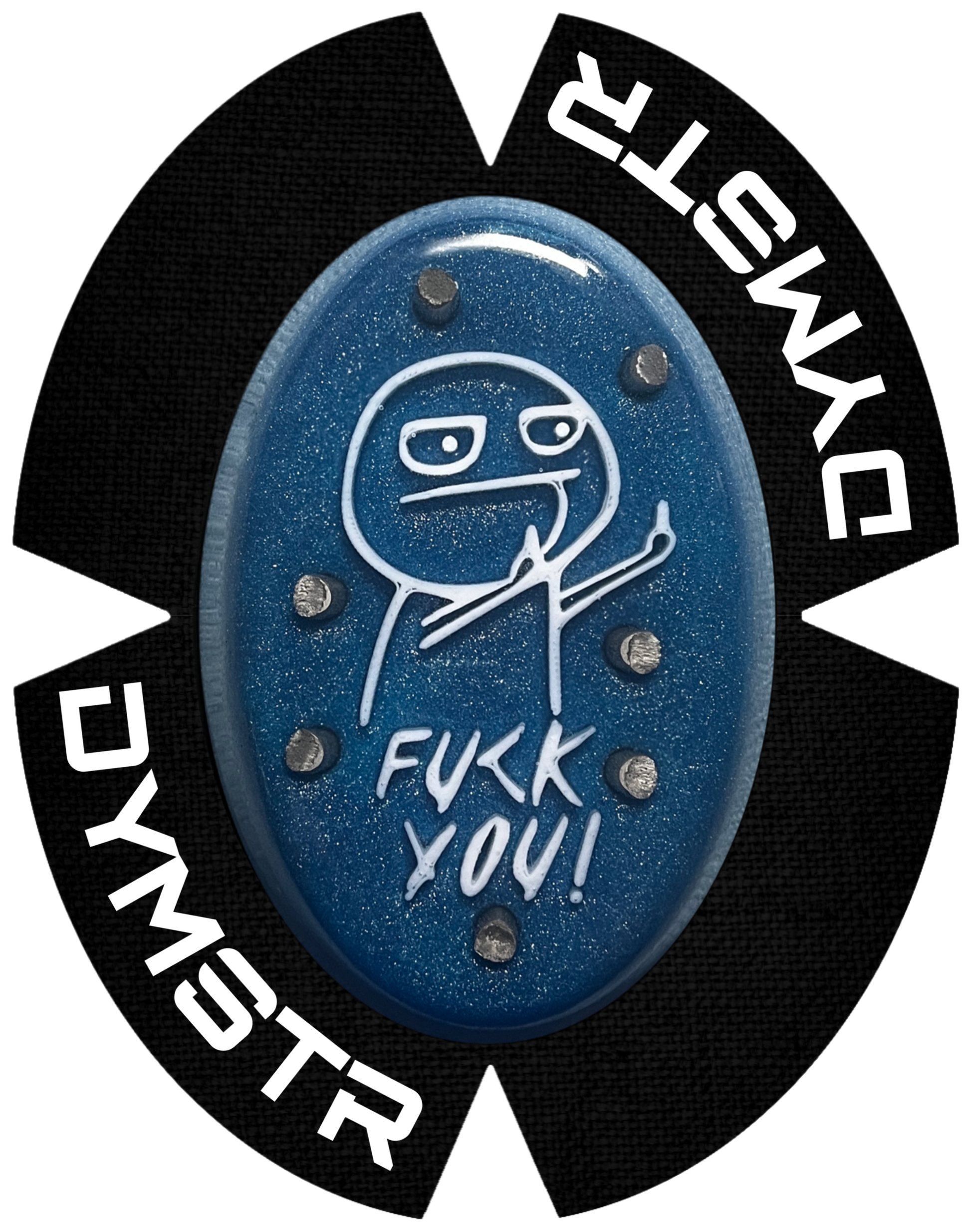 DymoStar weißes Meme Face Titan Knieschleifer in metallic blue 