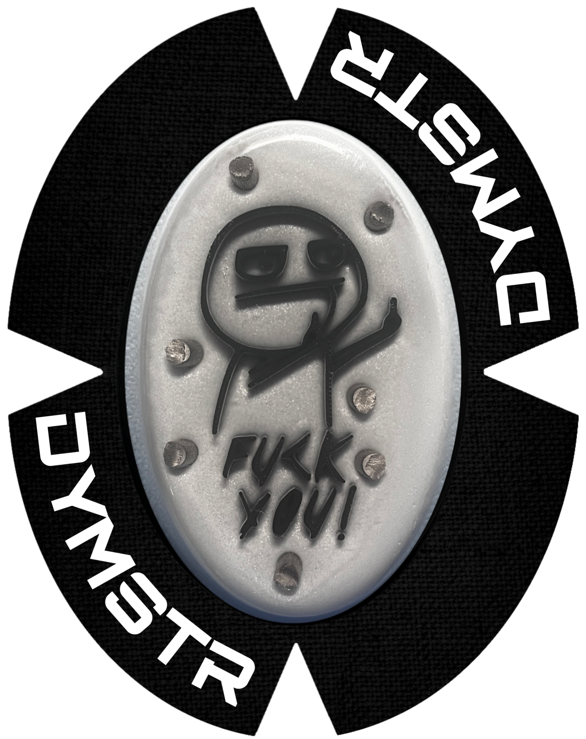 DymoStar schwarzes Meme Face Titan Knieschleifer in metallic white