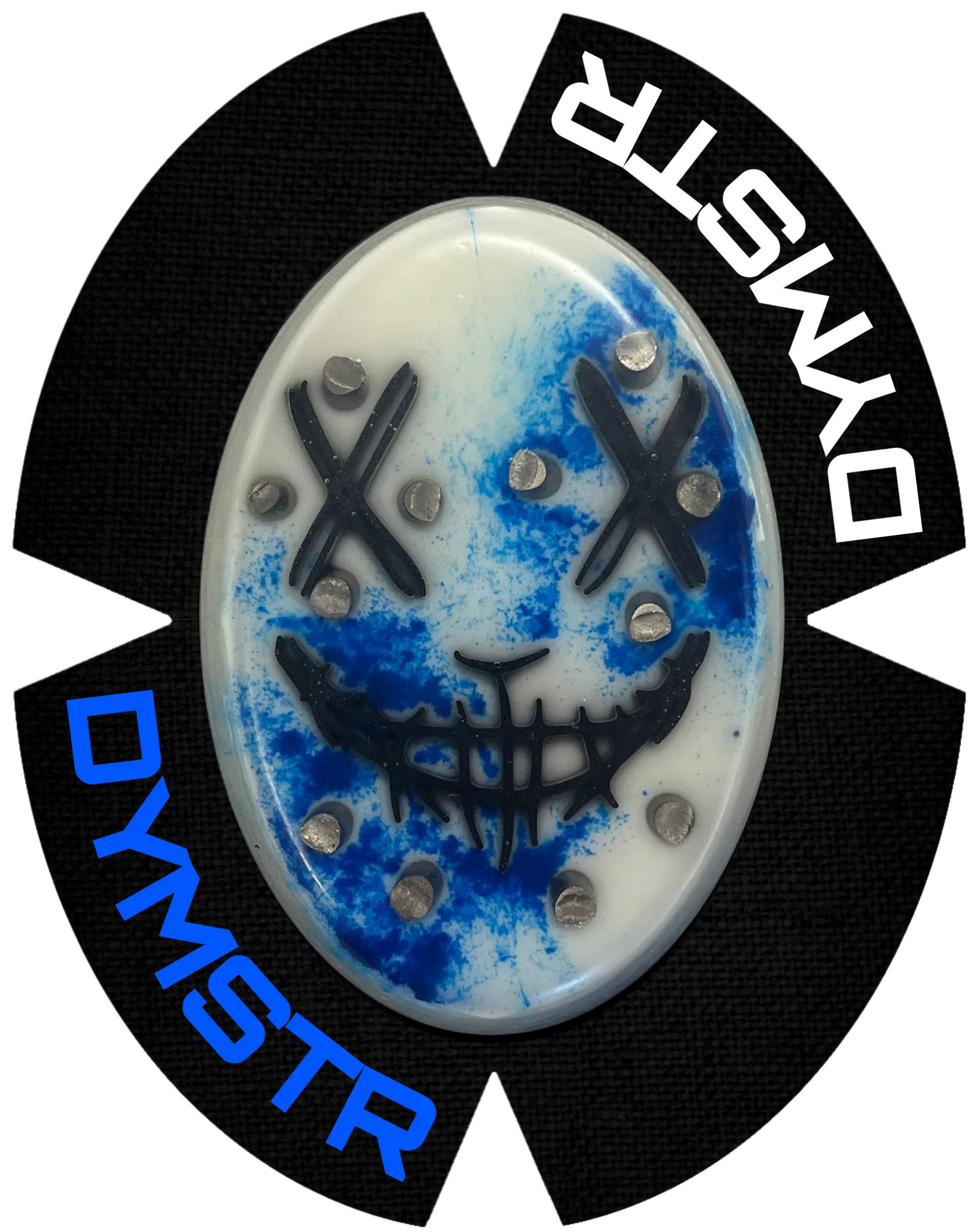 DymoStar Kunststoff-Knieschleifer mit Titanstäben, BWM Design Blau – farbige Knieschleifer für Motorradfahrer.