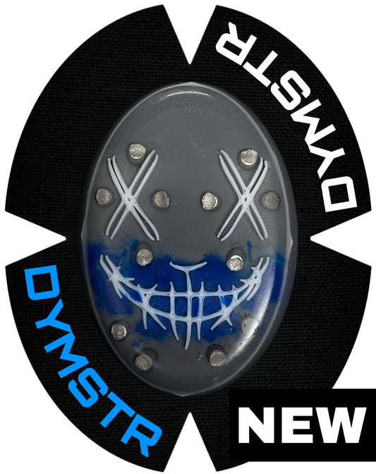 DymoStar Kunststoff-Knieschleifer mit Titanstäben, Joker Design – farbige Knieschleifer für Motorradfahrer.