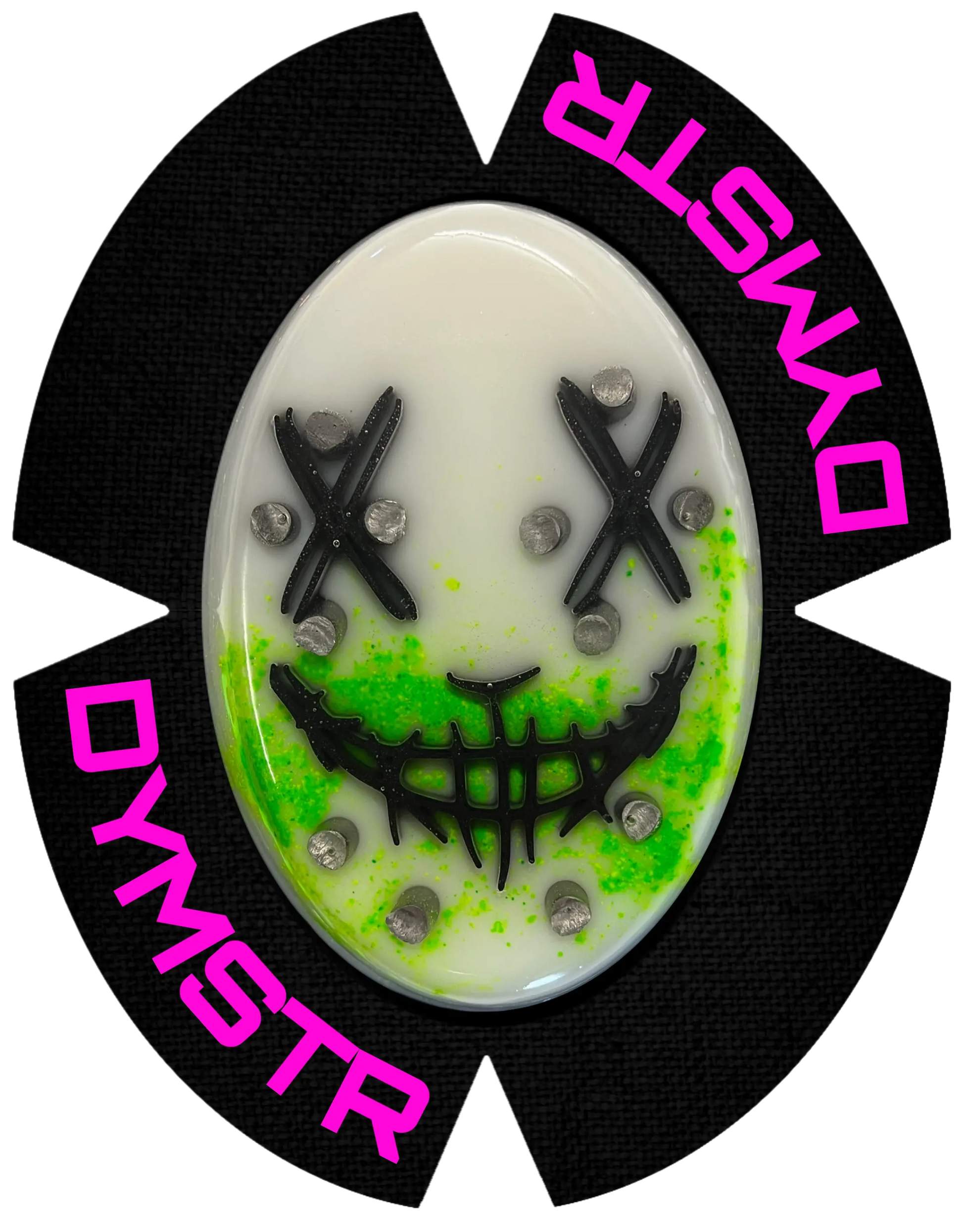 DymoStar Kunststoff-Knieschleifer mit Titanstäben, grün pink – farbige Knieschleifer für Motorradfahrer.