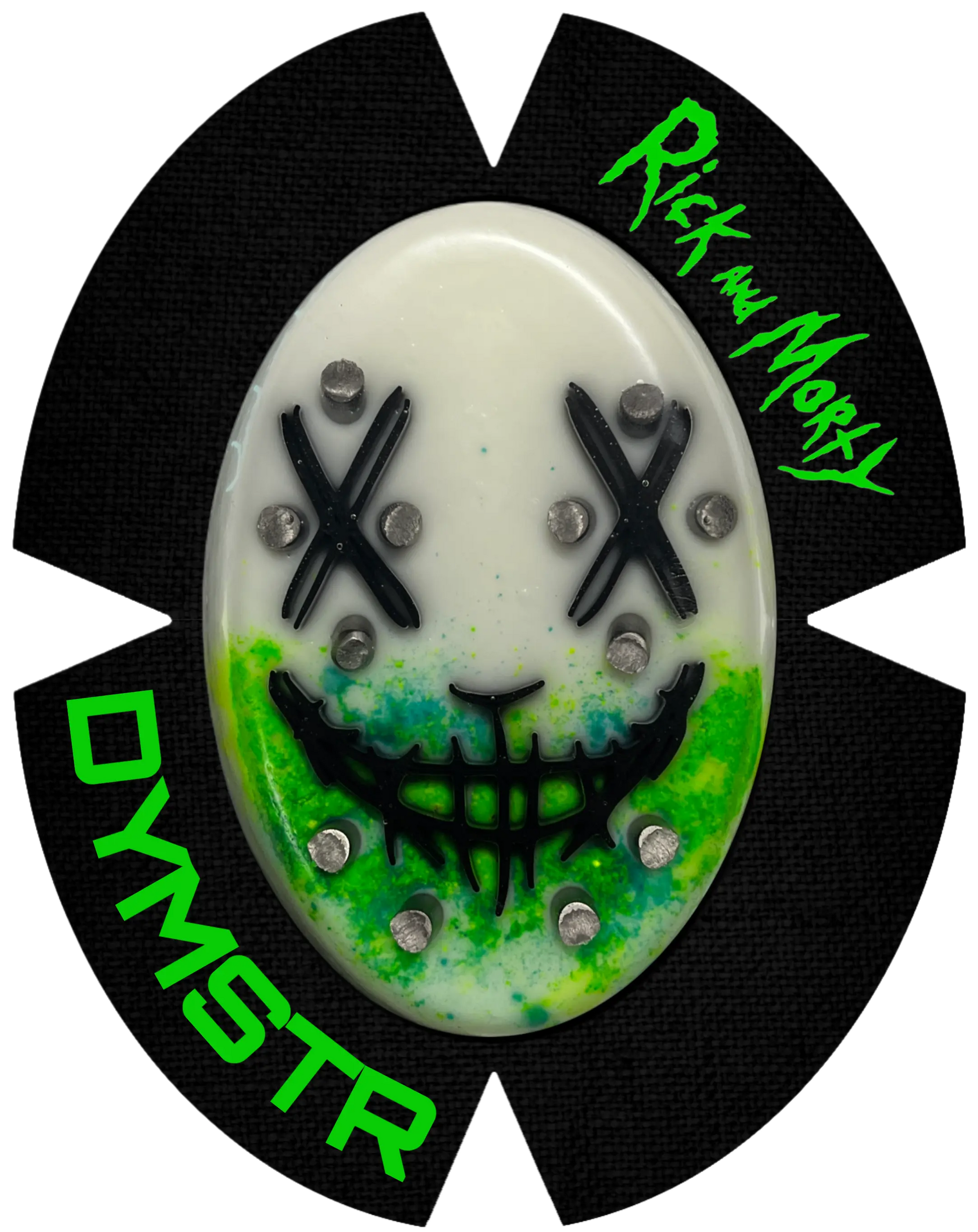 DymoStar Kunststoff-Knieschleifer mit Titanstäben, Rick and Morty Design – farbige Knieschleifer für Motorradfahrer.